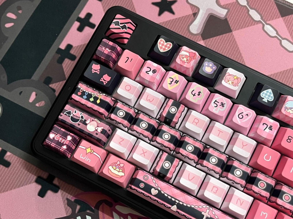 Cool Guardian Theme PBT MOA Pink Keycap Set
