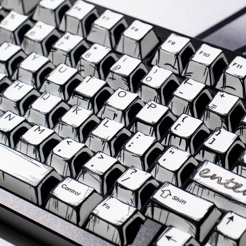 Cool Manga Theme Black & White Graffiti Keycap Set