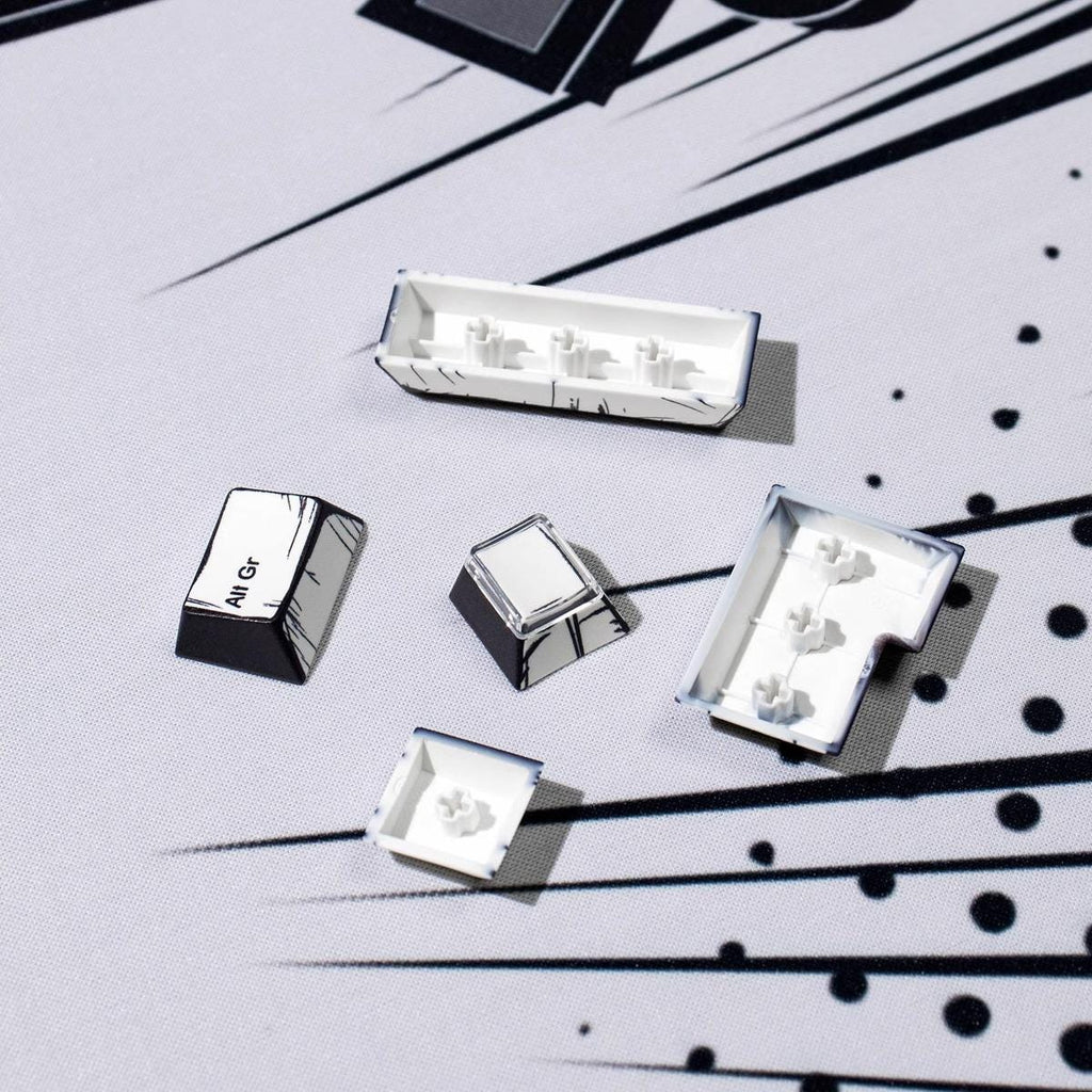 Cool Manga Theme Black & White Graffiti Keycap Set