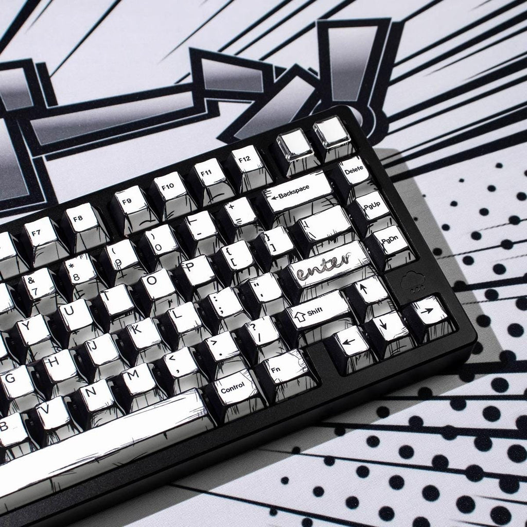 Cool Manga Theme Black & White Graffiti Keycap Set