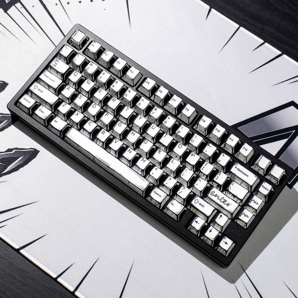 Cool Manga Theme Black & White Graffiti Keycap Set