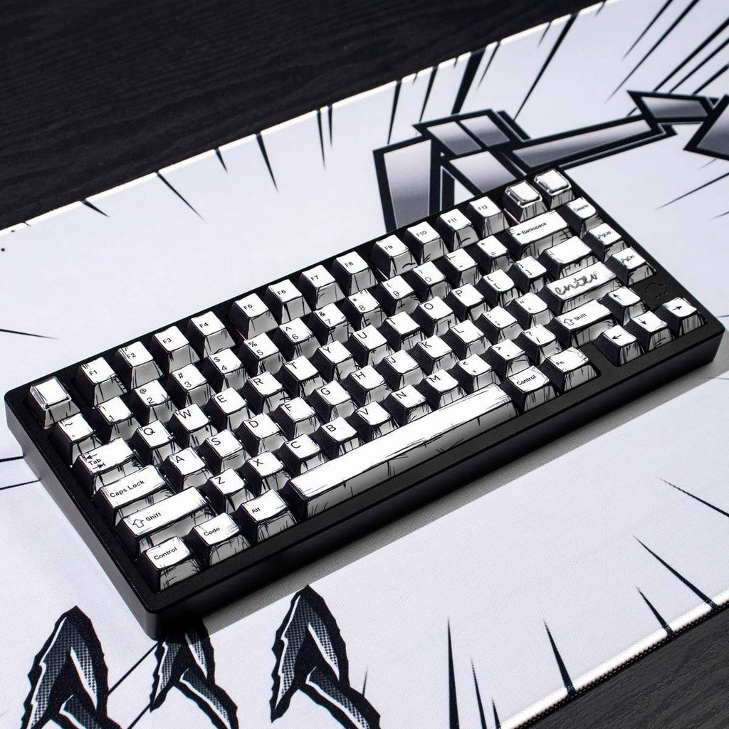 Cool Manga Theme Black & White Graffiti Keycap Set