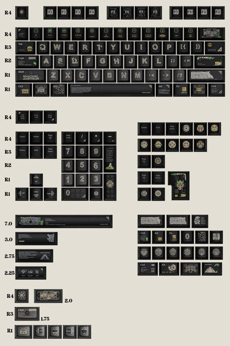 Cool Maya Aztec Theme Backlit Keycap Set
