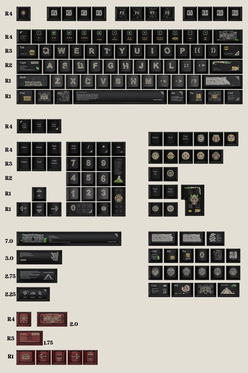 Cool Maya Aztec Theme Backlit Keycap Set