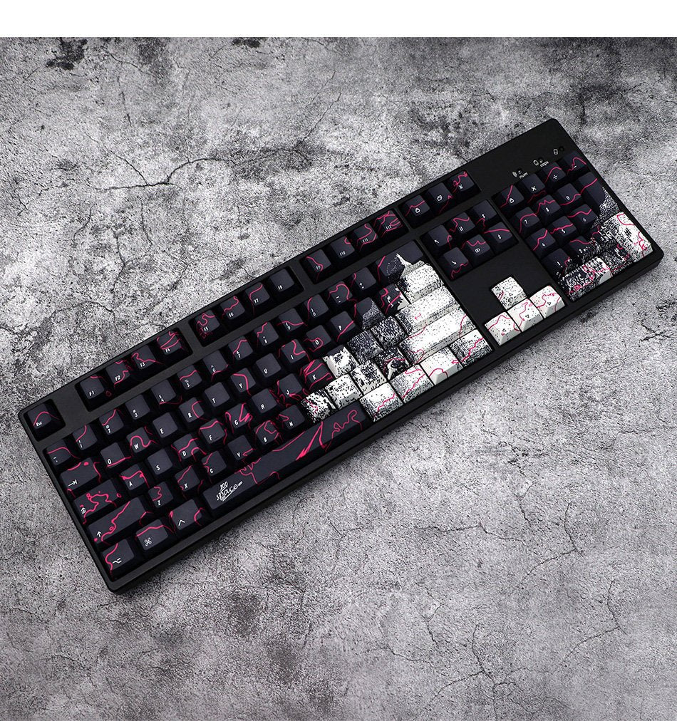 Cool Neon Rift Theme Artisan Graffiti Keycap Set