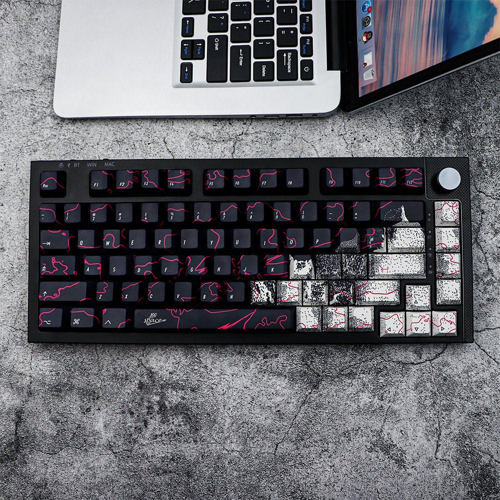 Cool Neon Rift Theme Artisan Graffiti Keycap Set