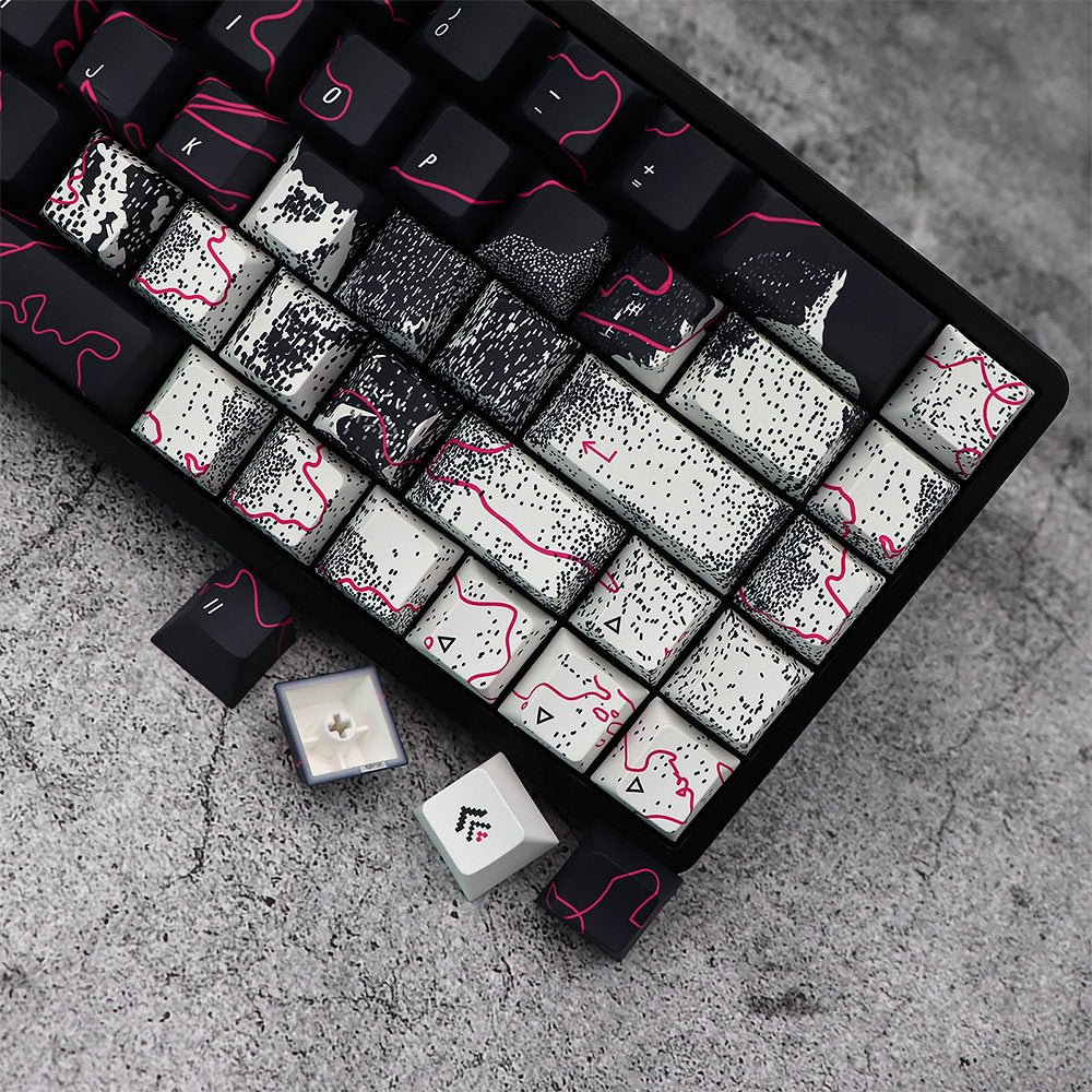 Cool Neon Rift Theme Artisan Graffiti Keycap Set