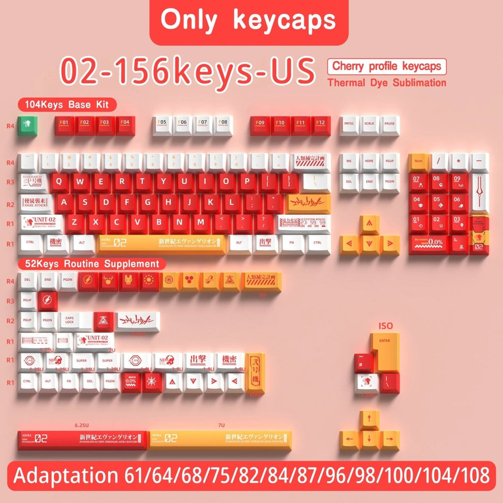 Cool Red Eva Unit-02 Theme Keycap Set