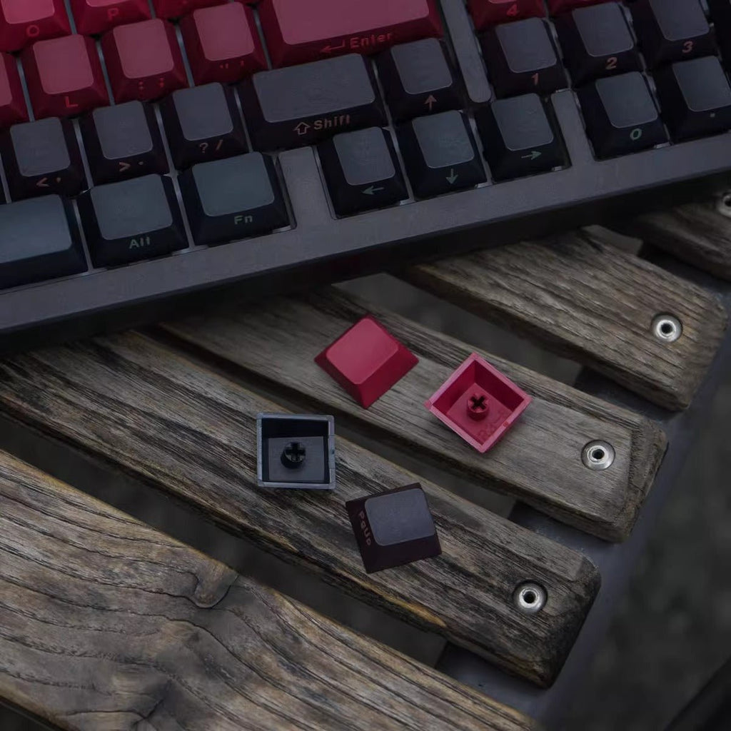 Cool Red Gradient PBT ISO Backlit Keycap Set