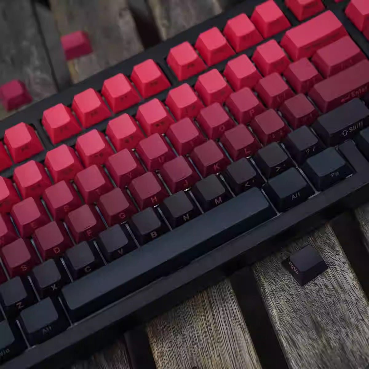 Cool Red Gradient PBT ISO Backlit Keycap Set