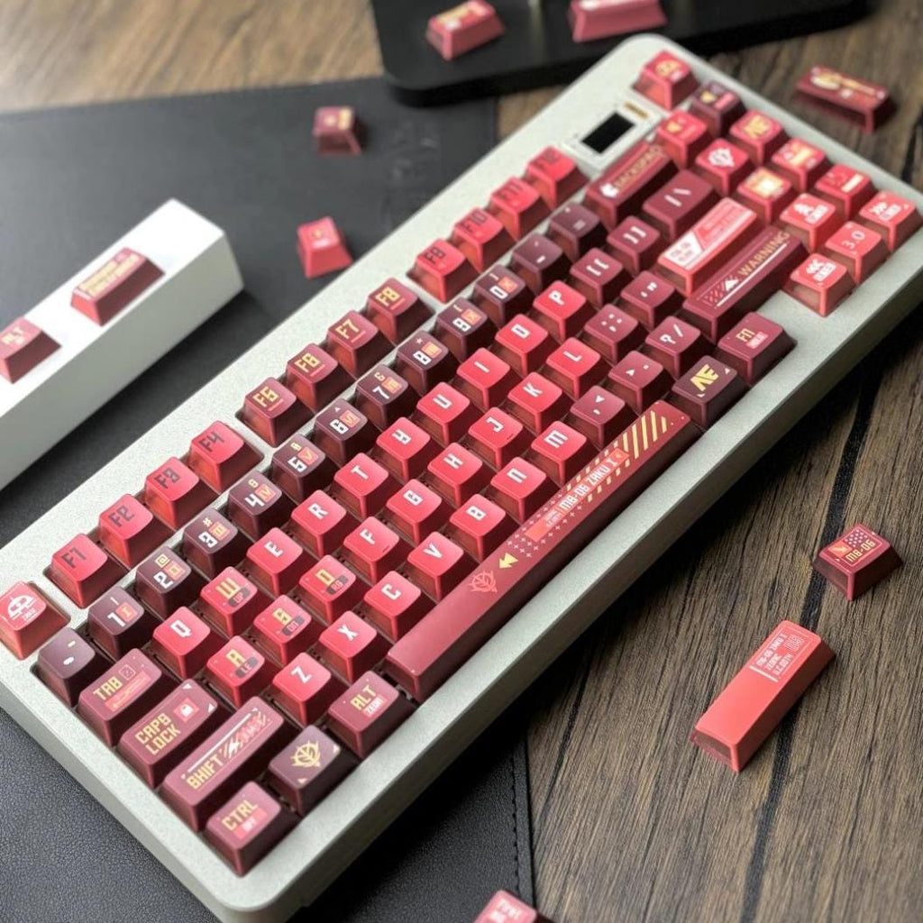 Cool Red Mecha Anime Style Artisan Keycap Set