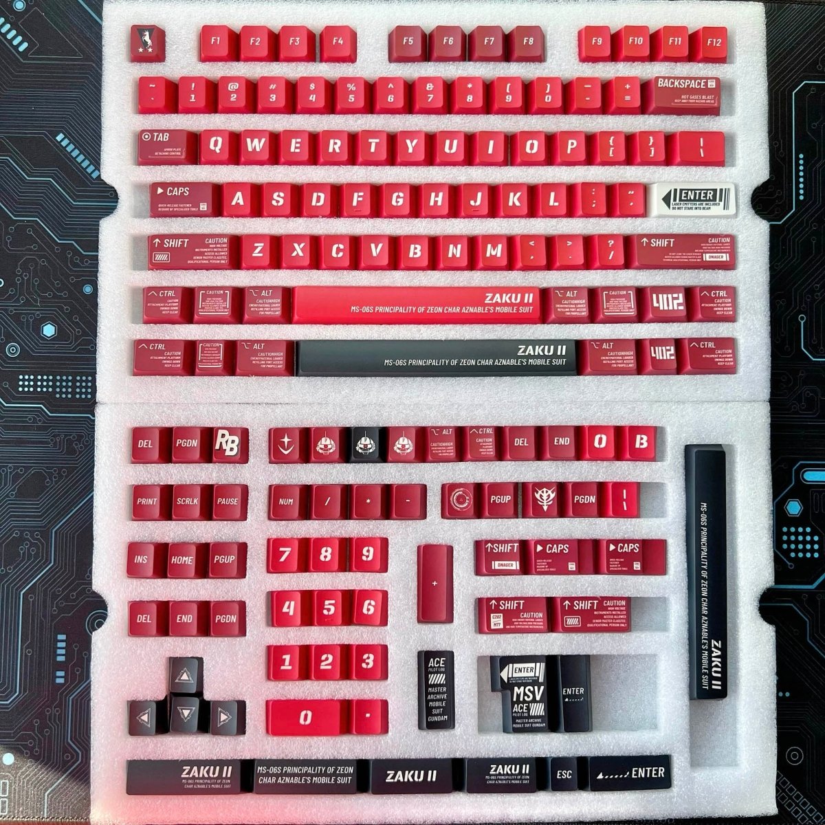 Cool Red Mecha ZAKU Theme Keycap Set