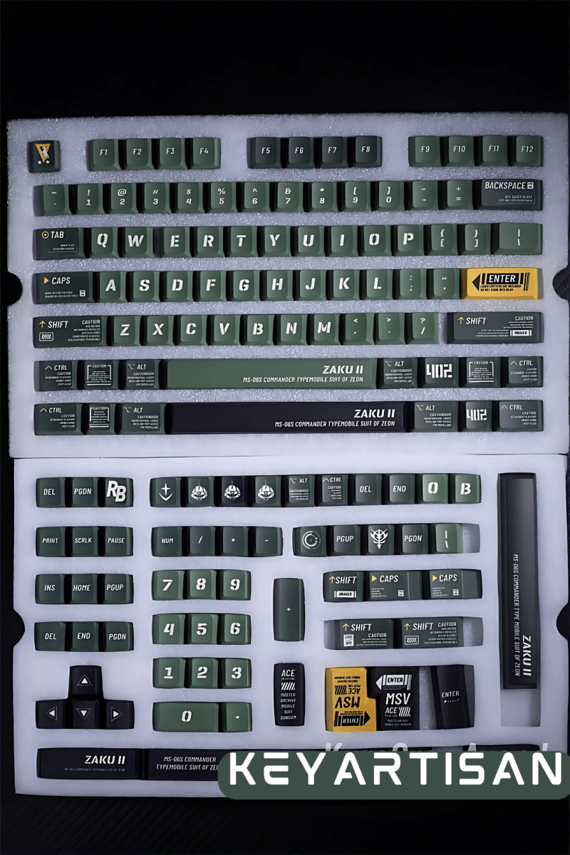 Cool Green ZAKU Mecha Warrior Keycap Set