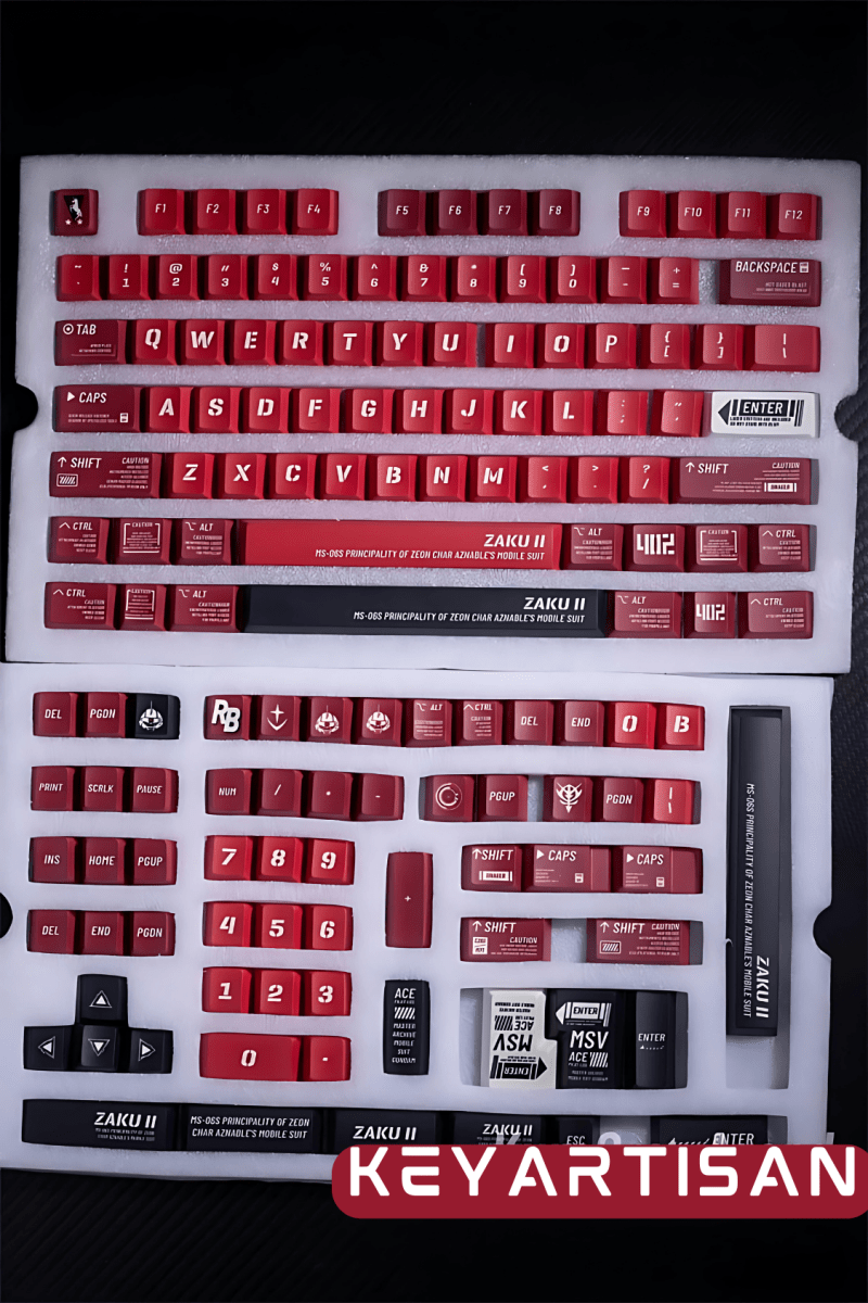 Cool Red ZAKU Mecha Warrior Keycap Set