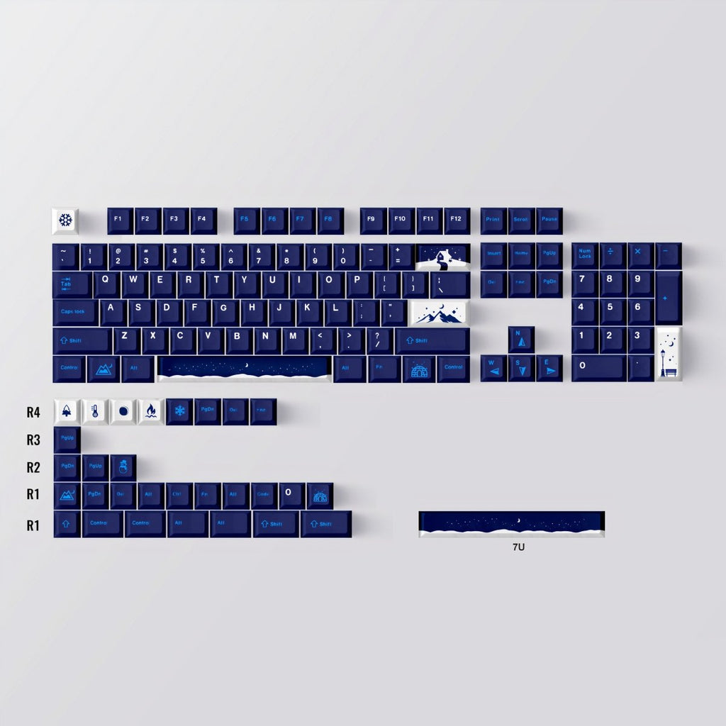 Cool Snowy Night Theme Gradient Keycap Set