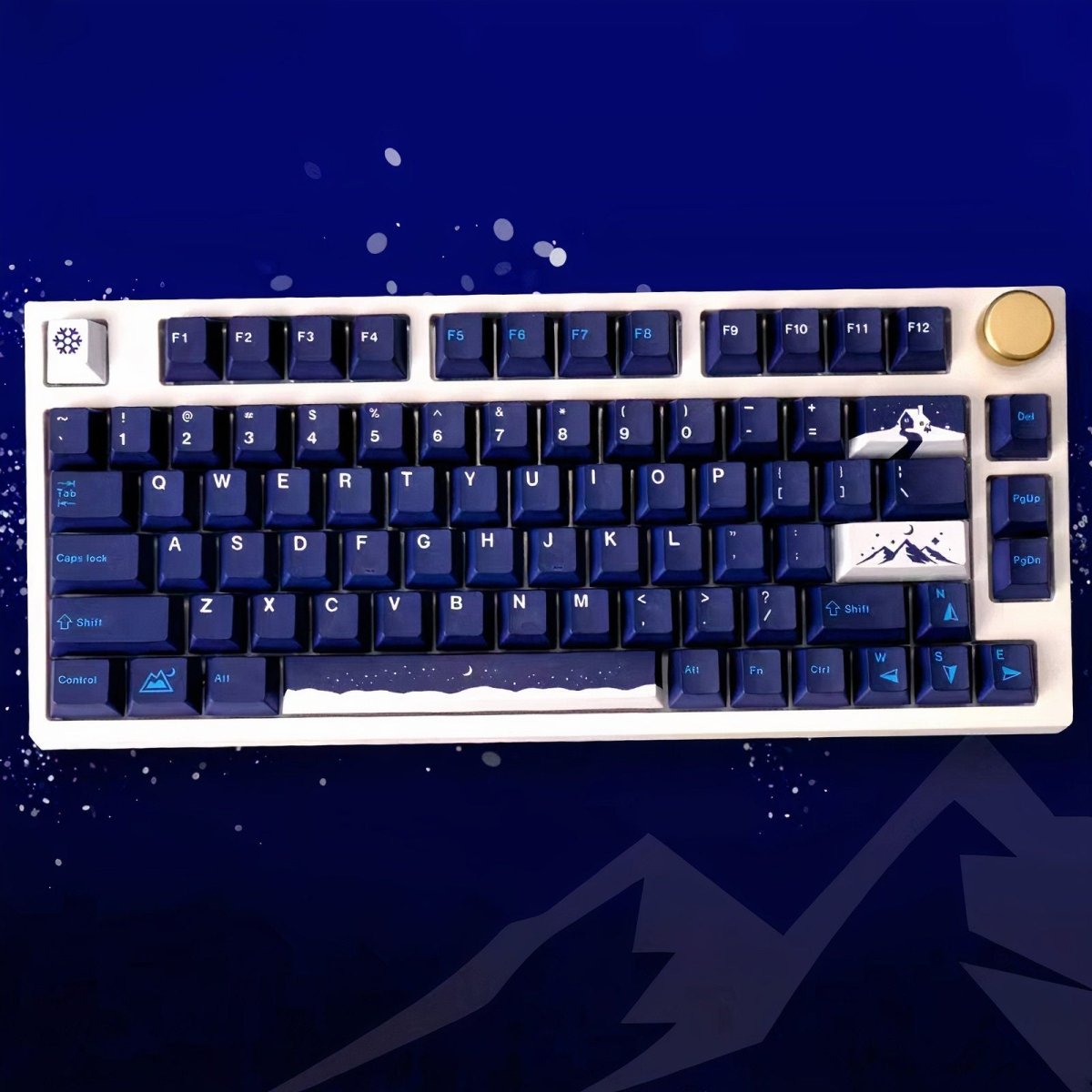 Cool Snowy Night Theme Gradient Keycap Set