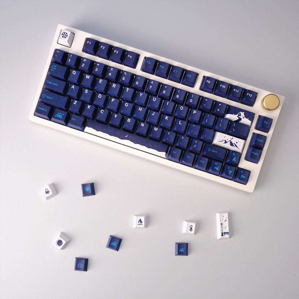 Cool Snowy Night Theme Gradient Keycap Set