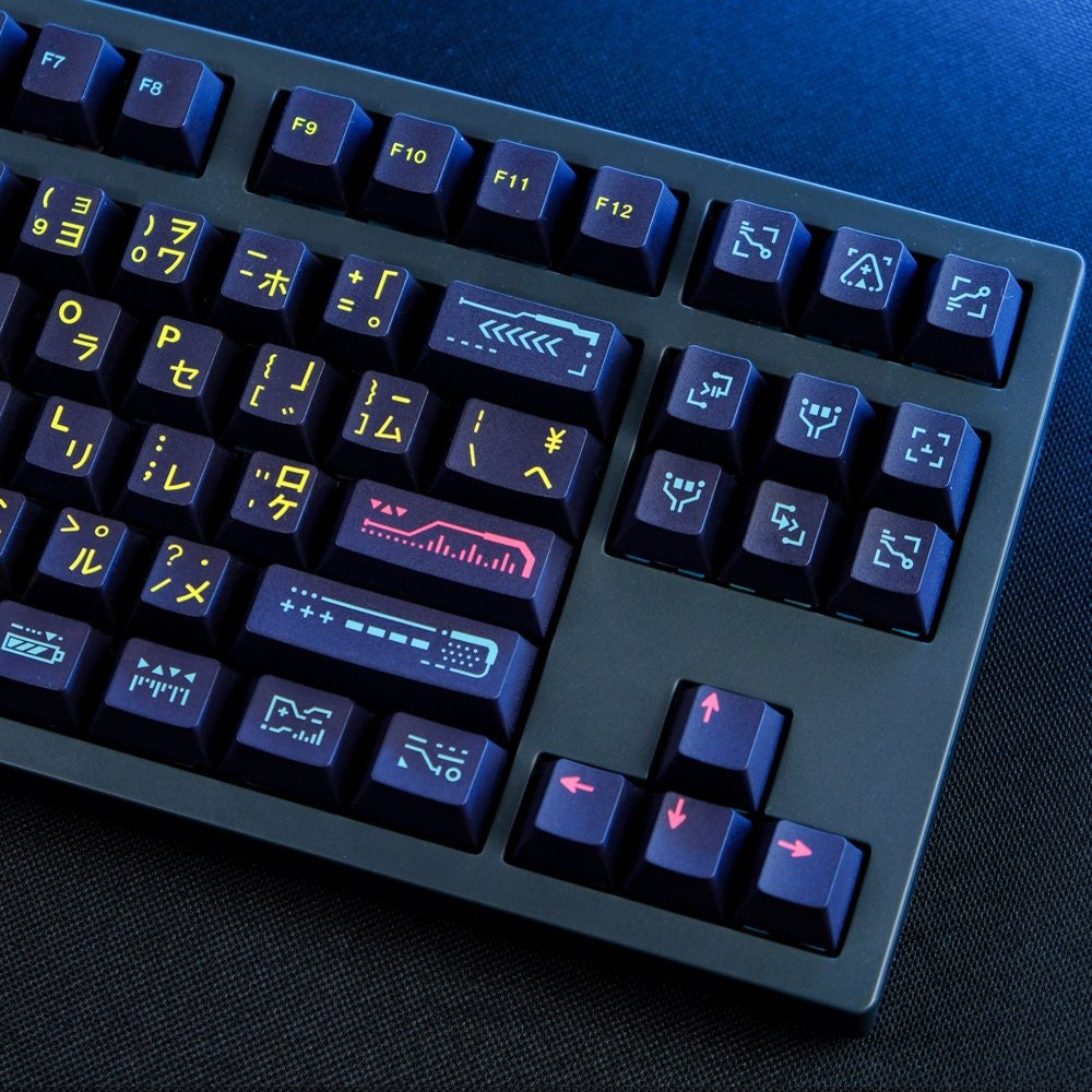 Cool Techno Theme PBT Japanese Keycap Set