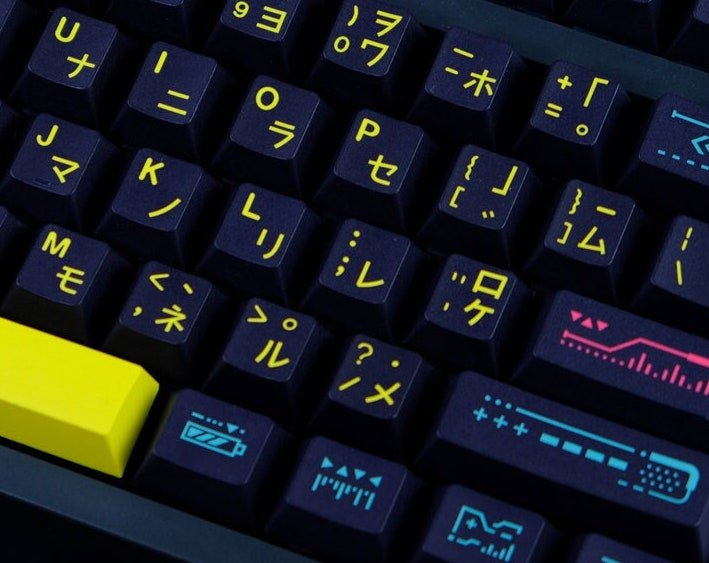 Cool Techno Theme PBT Japanese Keycap Set
