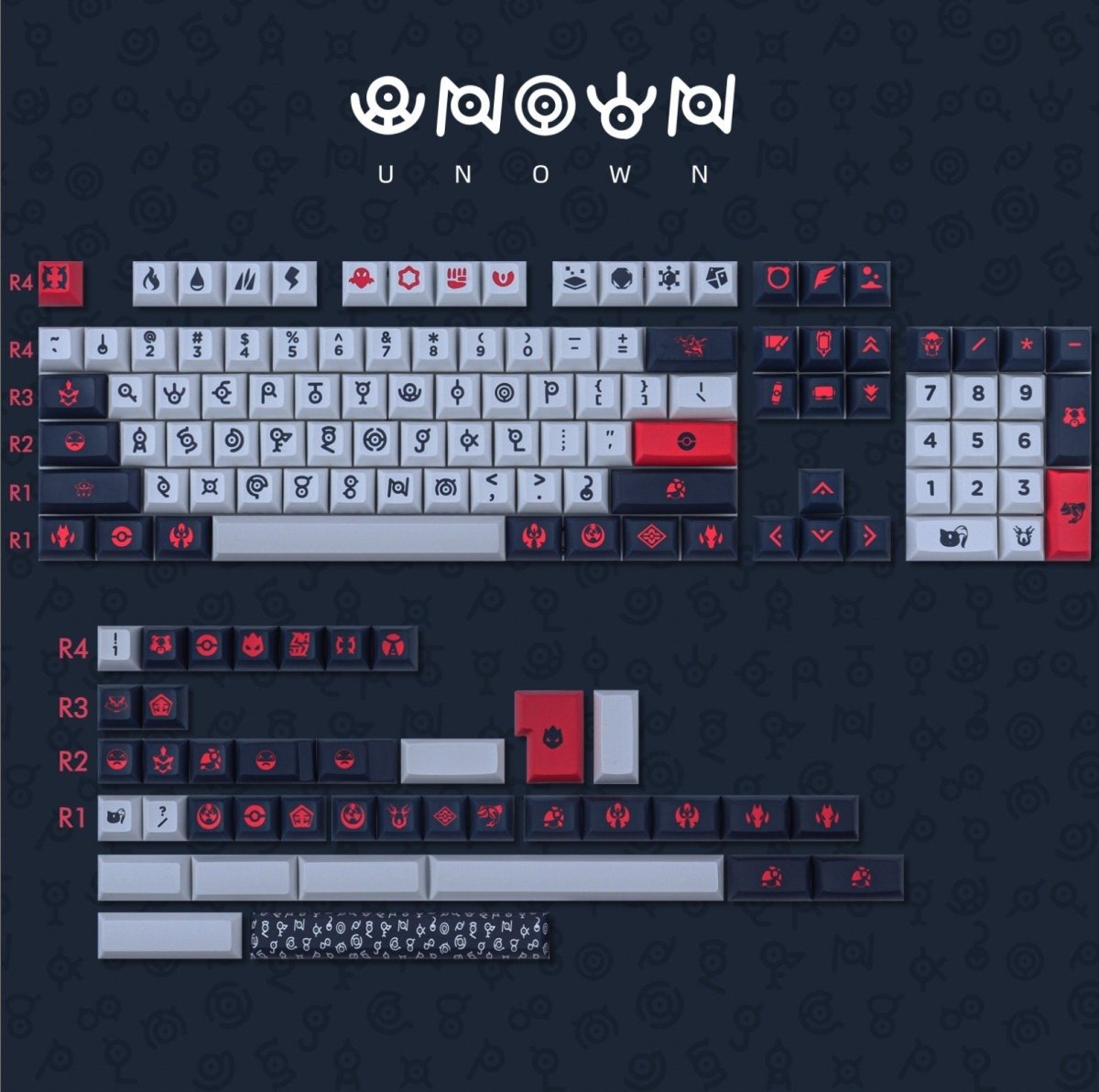 Cool Unown Theme Artisan Graffiti Keycap Set