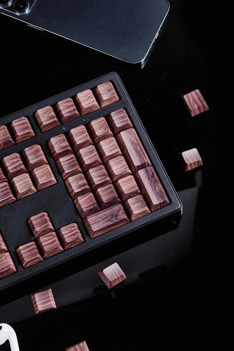 Cool Wooden-Style PBT Backlit Keycap Set