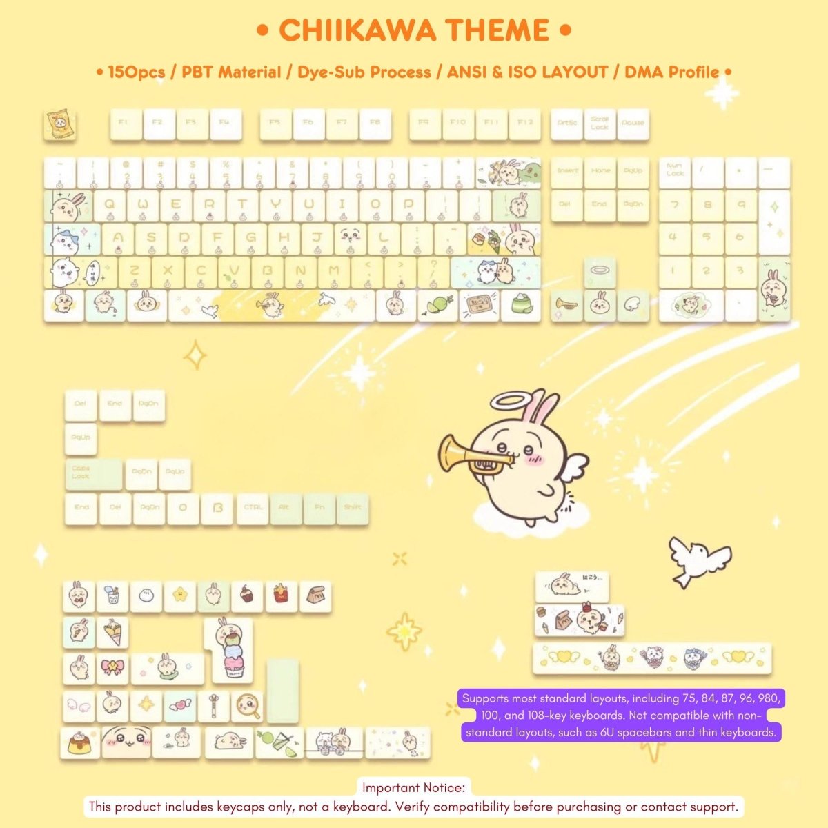 Cute Anime Chiikawa Theme Artisan Keycap Set
