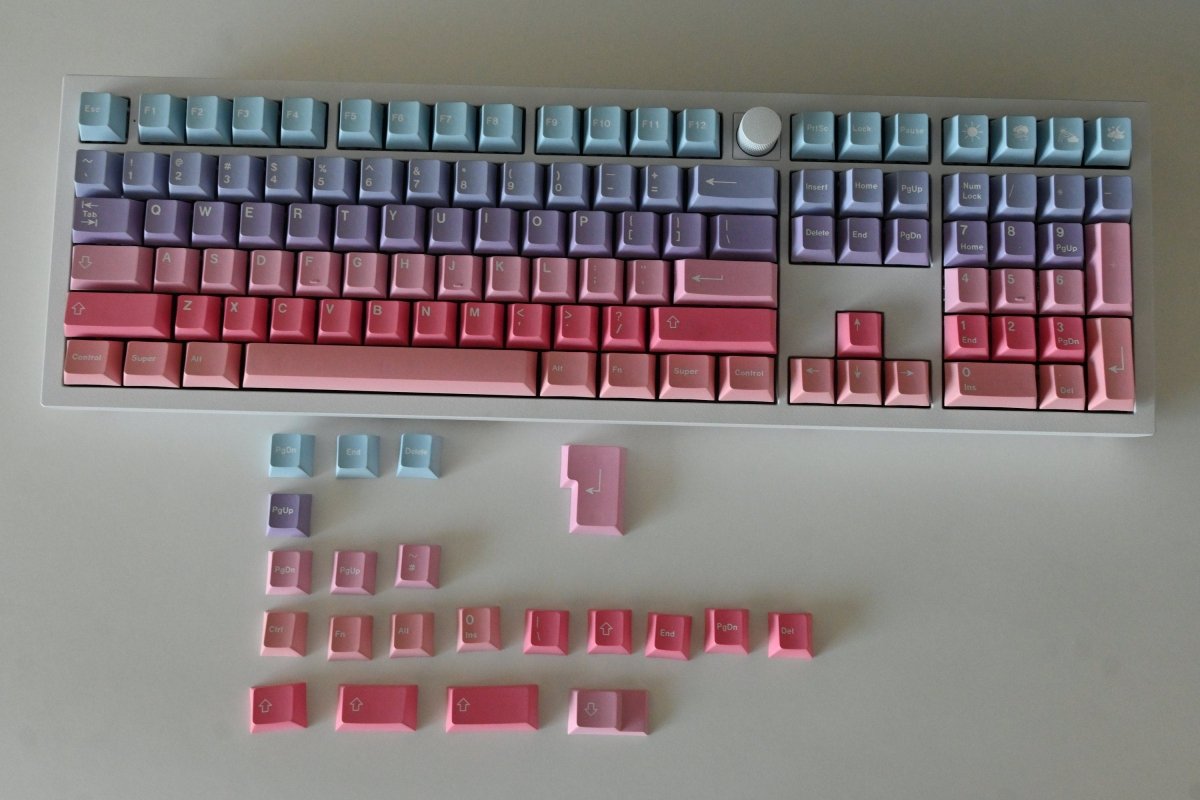 Cute Aurora Sunset Theme Gradient Keycap Set