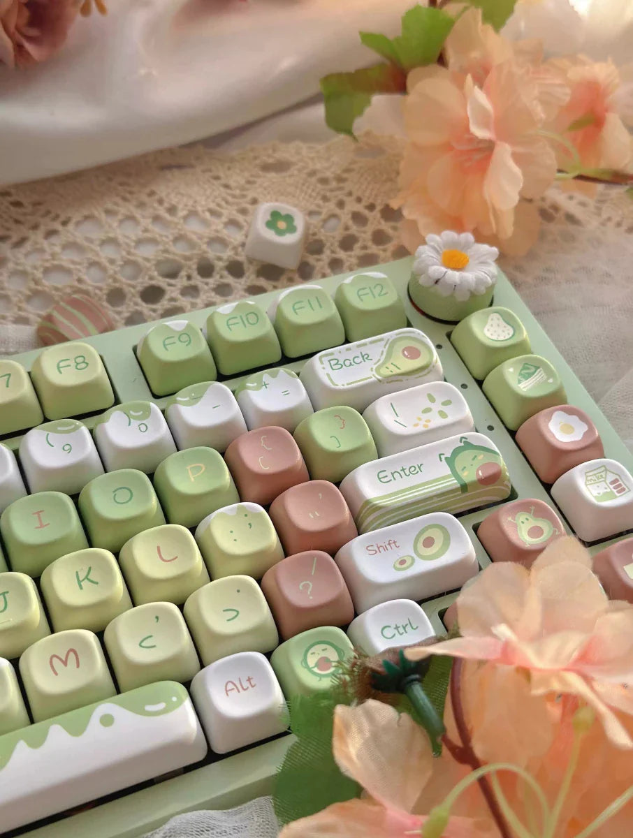 Cute Avocado Garden Themed Keycap Set
