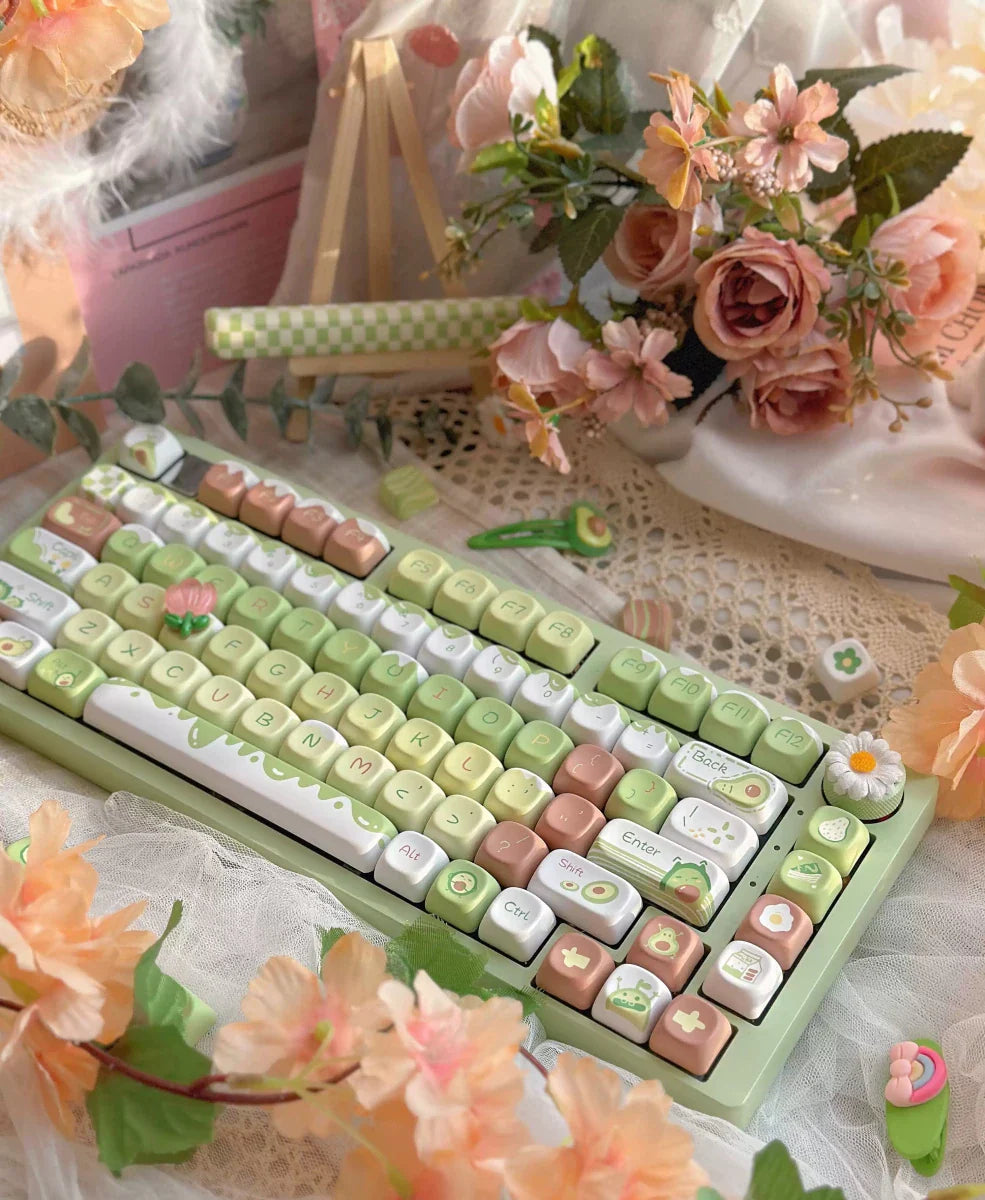 Cute Avocado Garden Themed Keycap Set