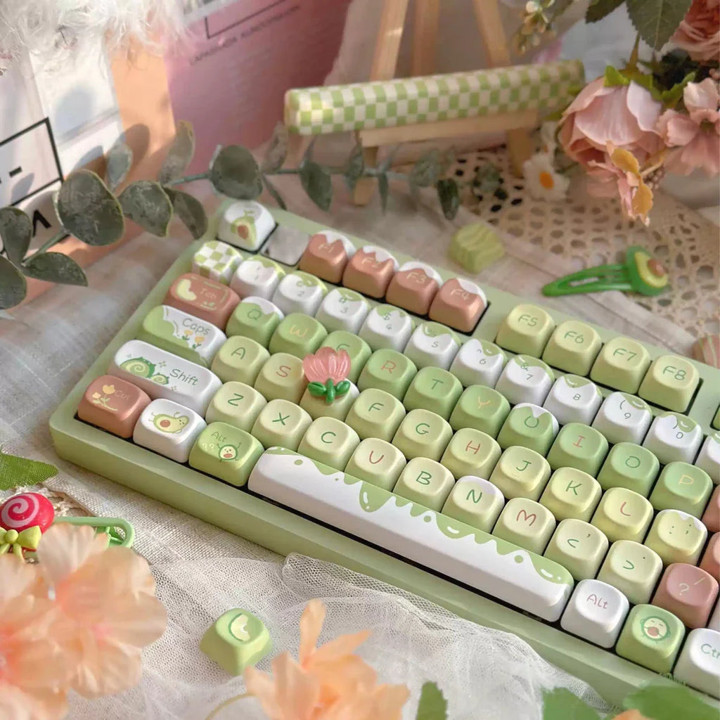Cute Avocado Garden Themed Keycap Set