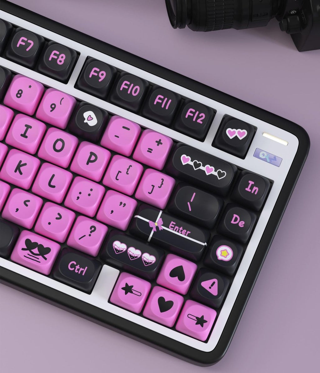 Cute Black & Pink Love Theme Artisan Keycap Set