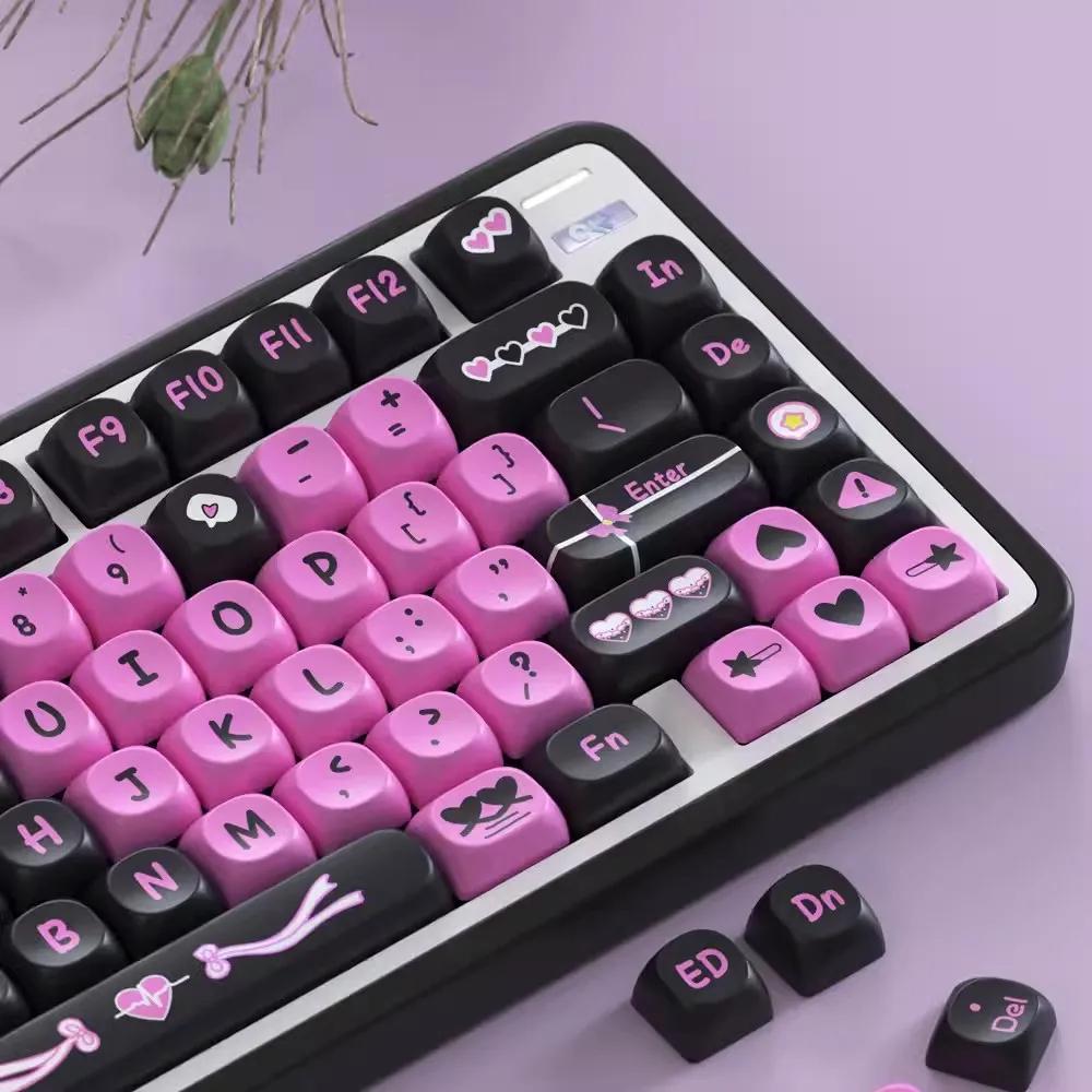 Cute Black & Pink Love Theme Artisan Keycap Set