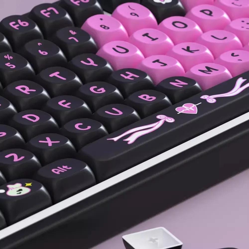 Cute Black & Pink Love Theme Artisan Keycap Set