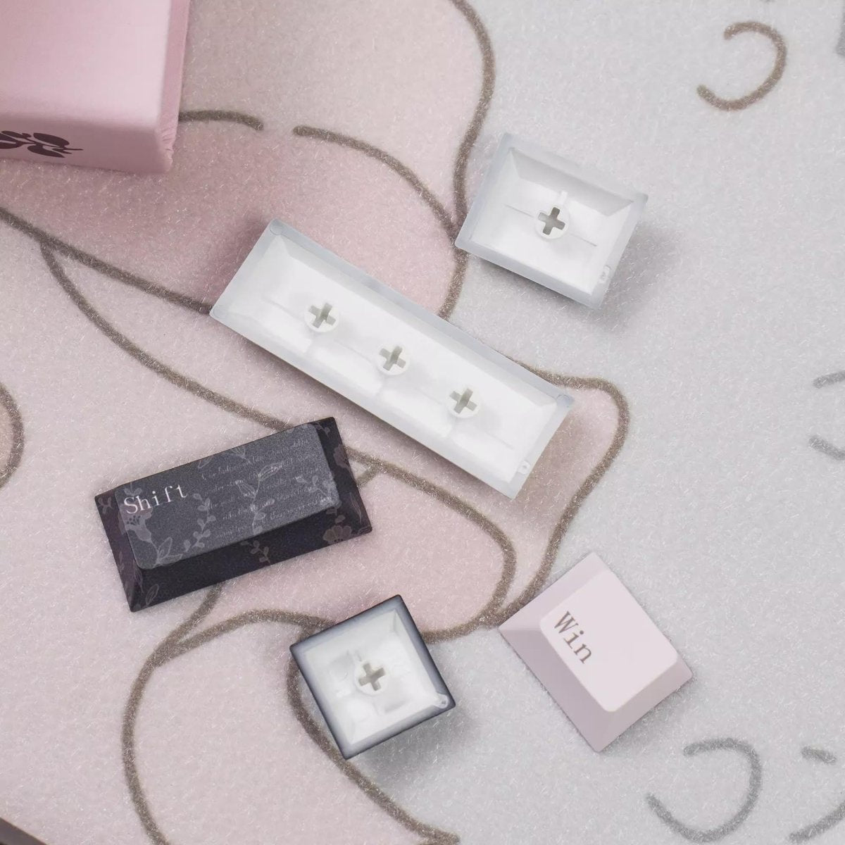 Cute Black Veil Pink Cheeks Keycap Set