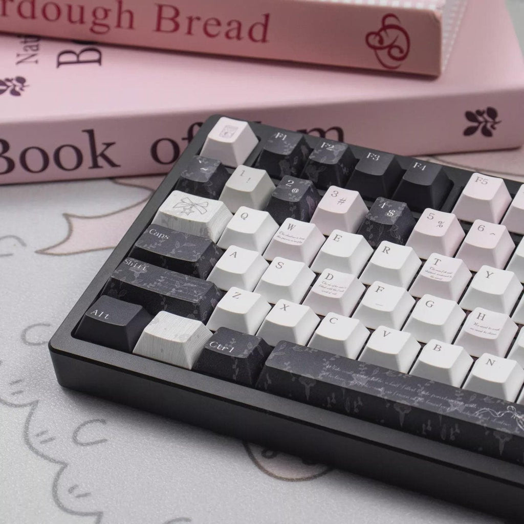 Cute Black Veil Pink Cheeks Keycap Set