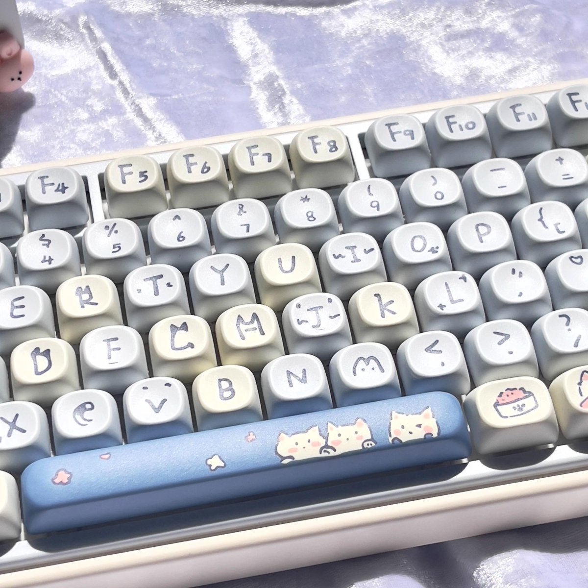 Cute Blue Cat Meow Theme Artisan Keycap Set