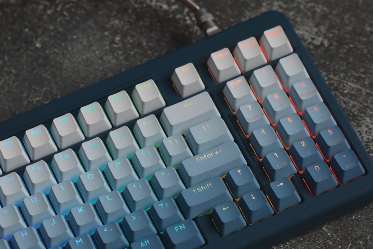 Cute Blue Gradient Backlit Keycap Set