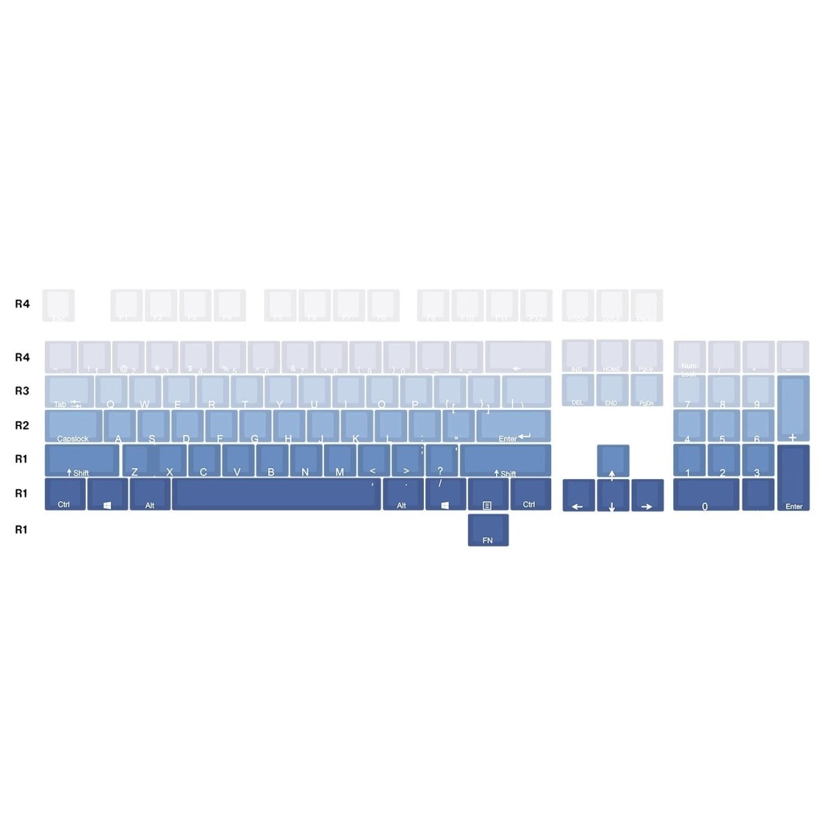 Cute Blue Gradient Backlit Keycap Set