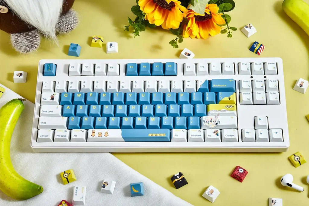 Cute Blue Minions Theme Cartoon Keycap Set