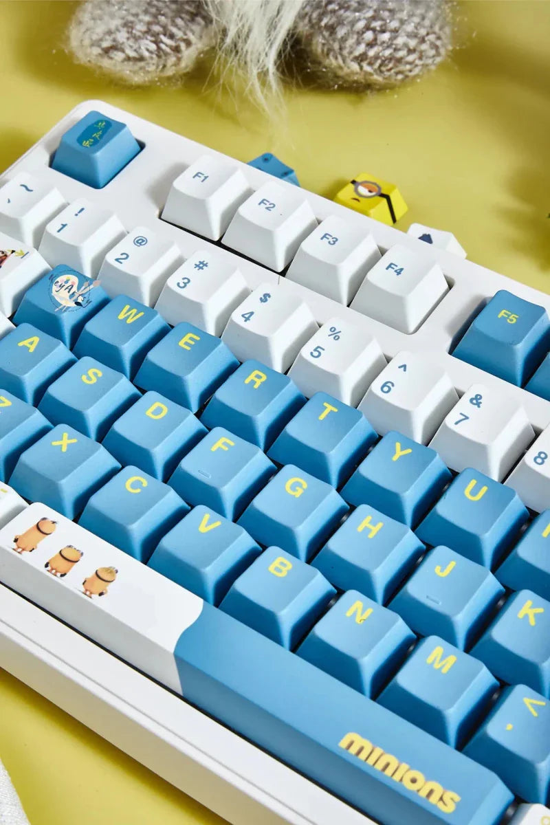 Cute Blue Minions Theme Cartoon Keycap Set