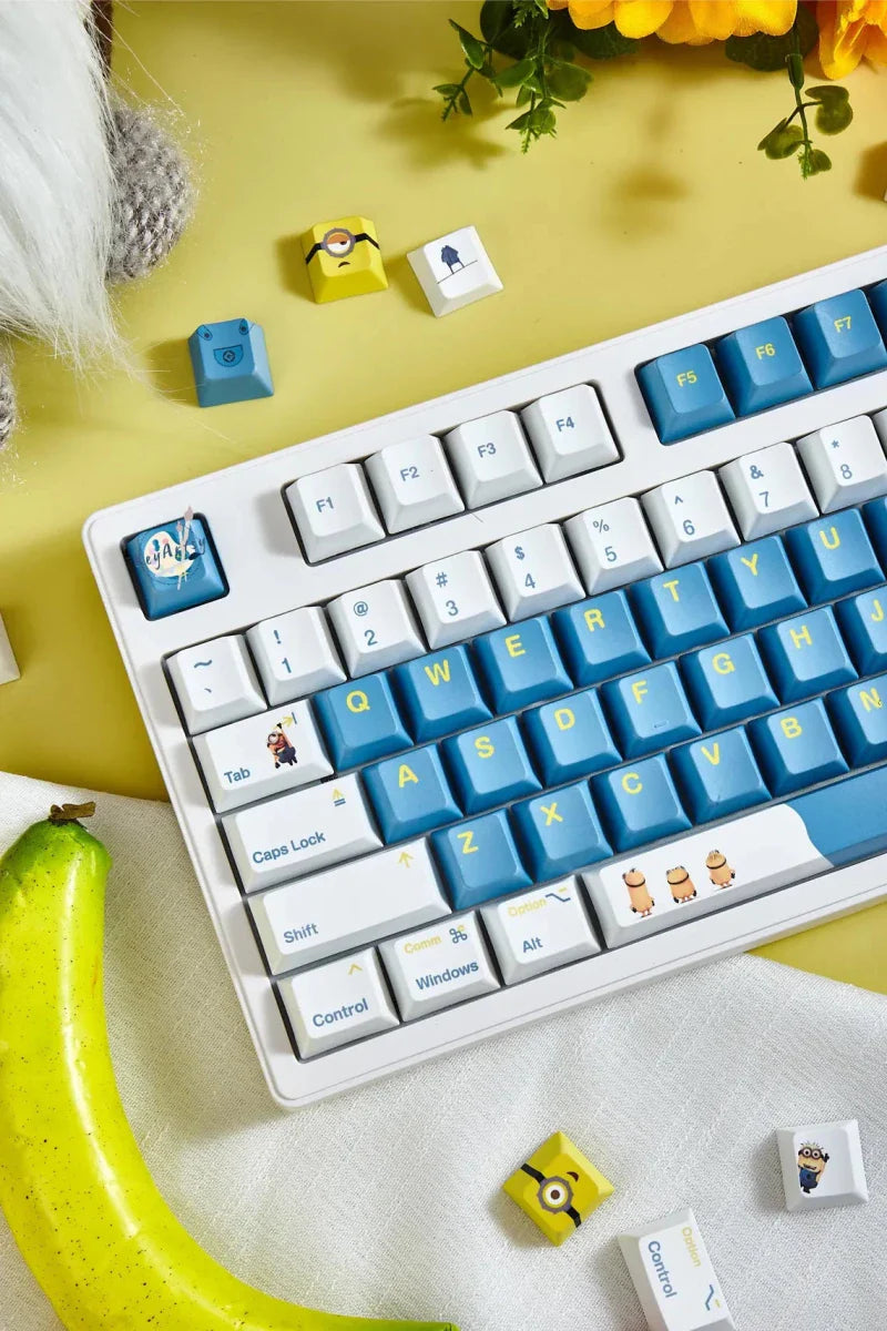 Cute Blue Minions Theme Cartoon Keycap Set