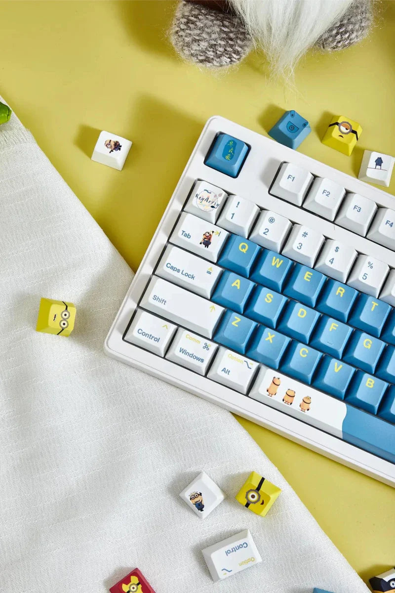 Cute Blue Minions Theme Cartoon Keycap Set