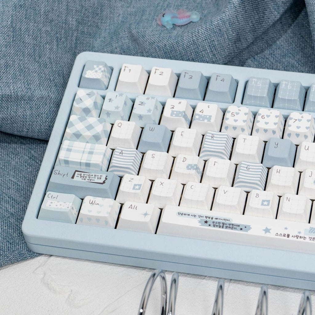 Cute Blue Notebook Theme Artisan Keycap Set