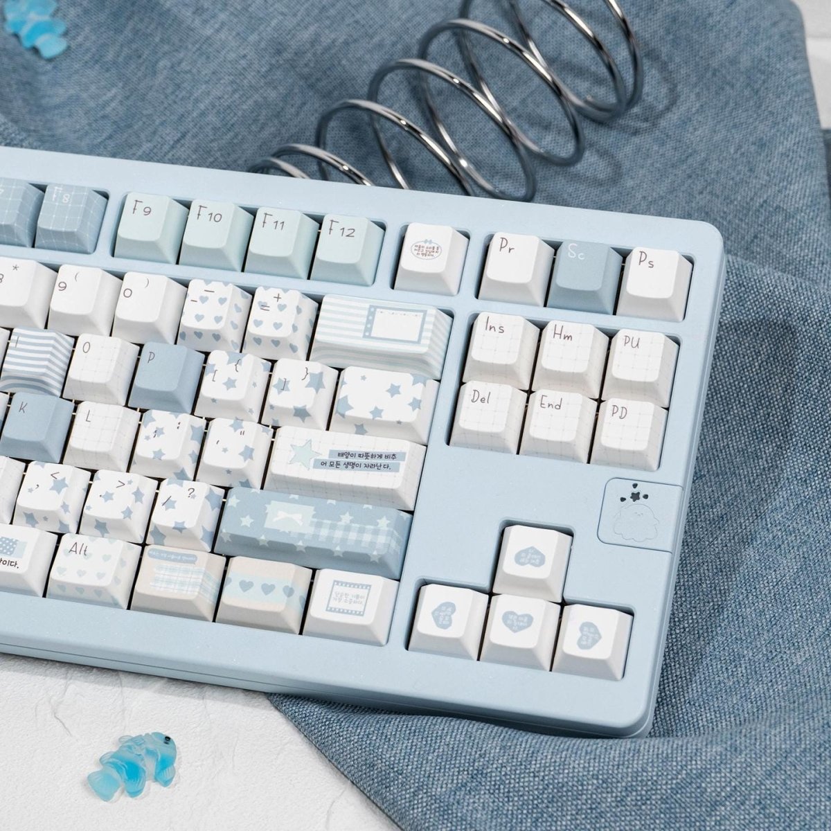 Cute Blue Notebook Theme Artisan Keycap Set