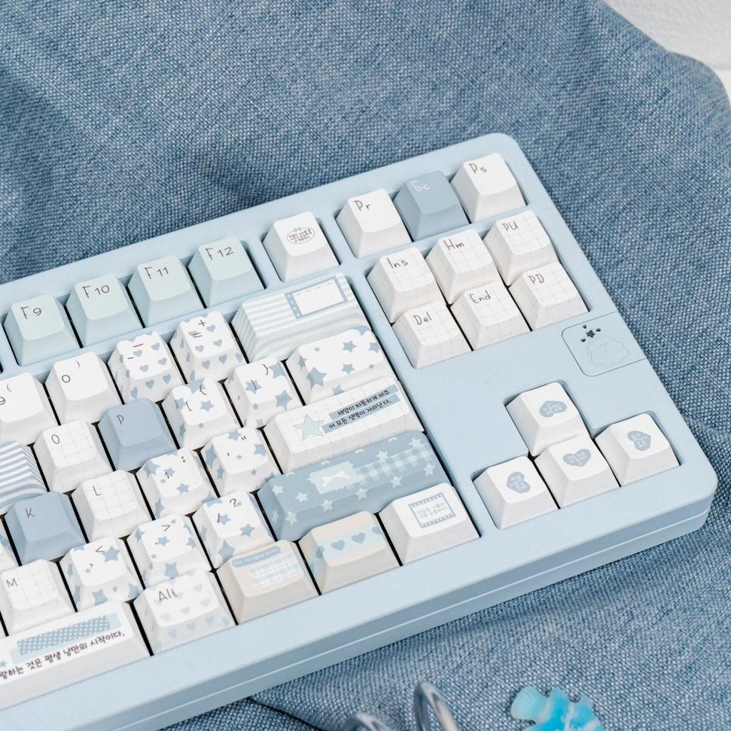 Cute Blue Notebook Theme Artisan Keycap Set