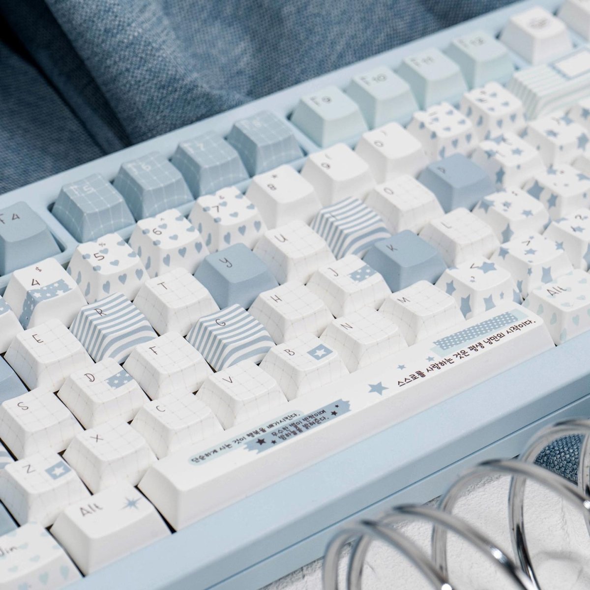 Cute Blue Notebook Theme Artisan Keycap Set