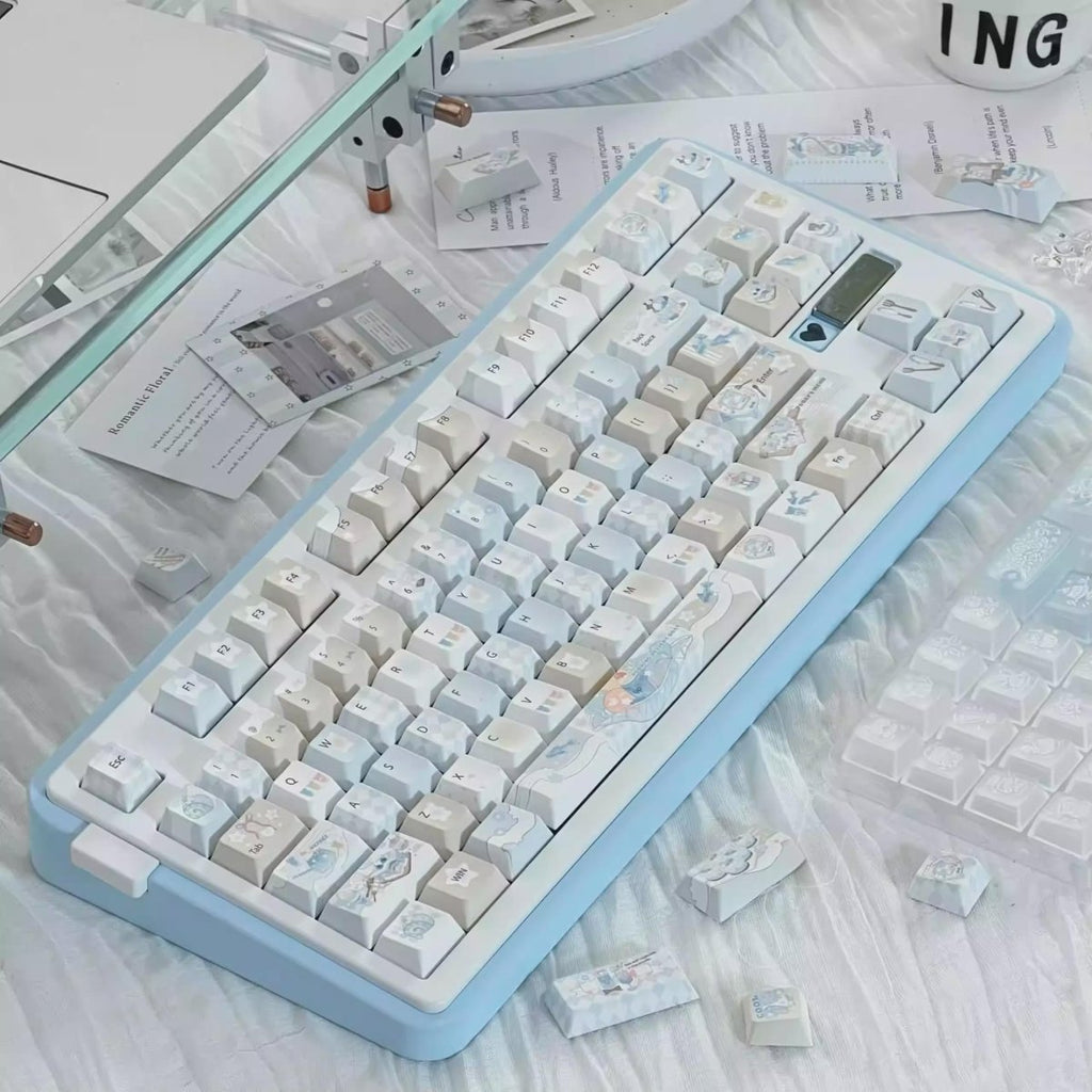 Cute Blue Ocean Dessert Theme Artisan Keycap Set