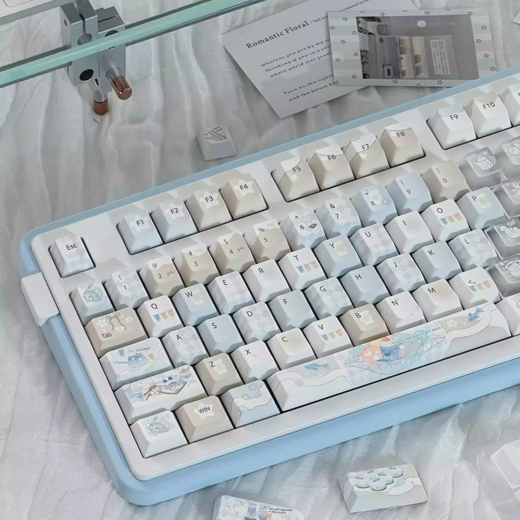Cute Blue Ocean Dessert Theme Artisan Keycap Set