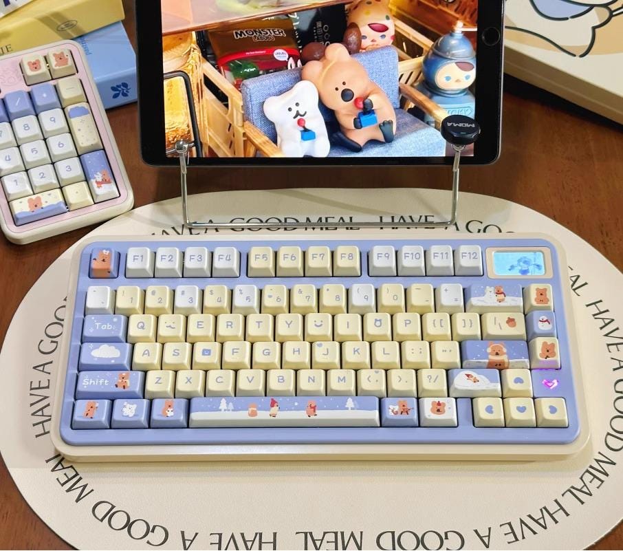 Cute Brown Bear Theme Artisan Keycap Set