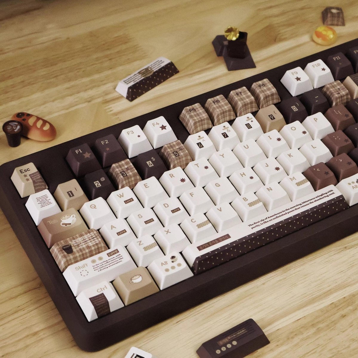 Cute Brown Cozy Cafe Theme Coffee Keycap Set